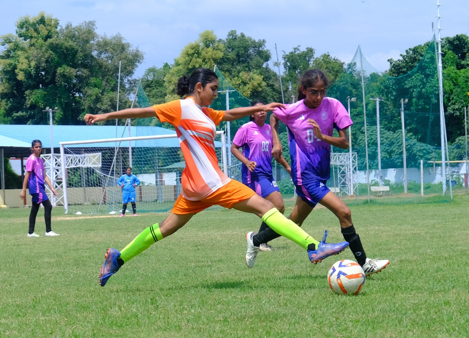 Kashvi playing in a national-level soccer match